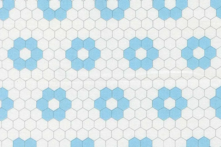 A Cat Named Stitch Quilt Hexagons in Blush Pink on Cream