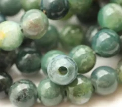 Agate – Moss – Natural – Smooth Round With 2.5 mm. Large Hole.