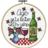 Age Gets Better with Wine Cross Stitch Kit with 4-inch Hoop