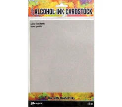 Alcohol Ink Cardstock 5″ x 7″ – Silver Sparkle – 10 Sheets