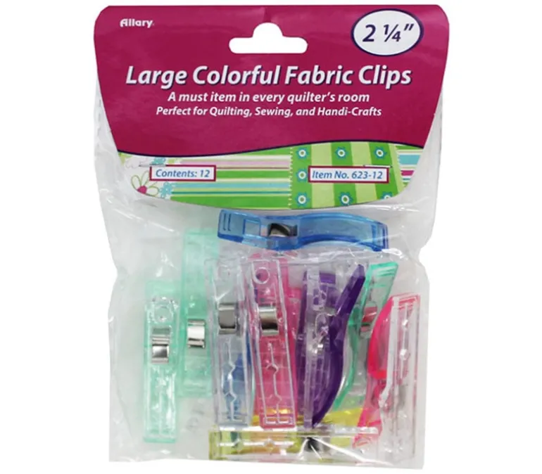 Allary Large Fabric Clips, 2 1/4-inch, 12 count. Assorted Colors. #623-12