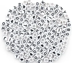 Alphabet Beads Transparent Multicolor with White Letters, 8mm Cube, 160 count.