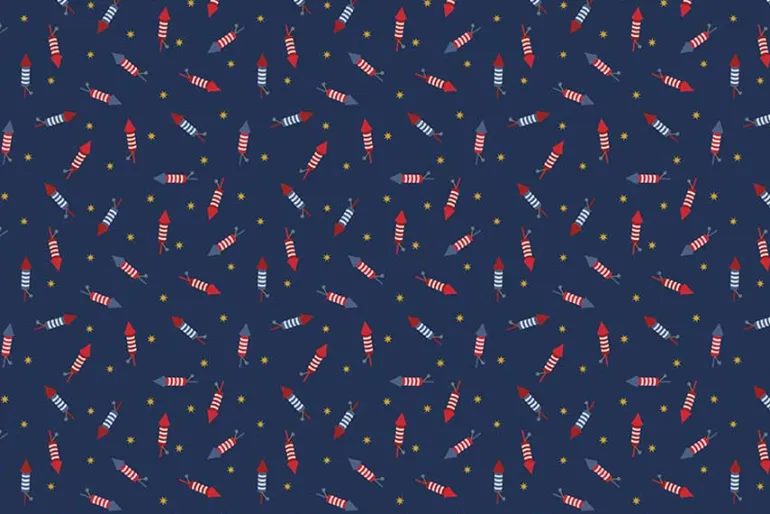Americana Basics by Riley Blake Fireworks on White