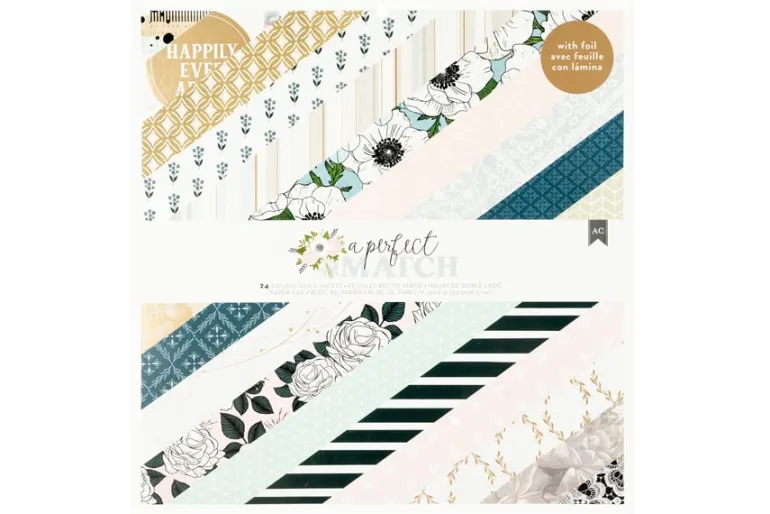 American Crafts Paper Pad – 12″X12″ – Coast-to-Coast Gold Foil