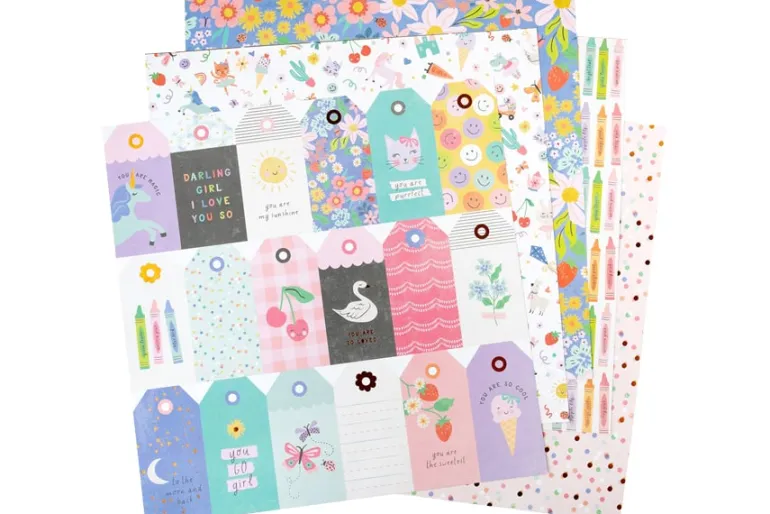 American Crafts Paper Pad – 12″X12″ – Hello Little Boy Gold Foil