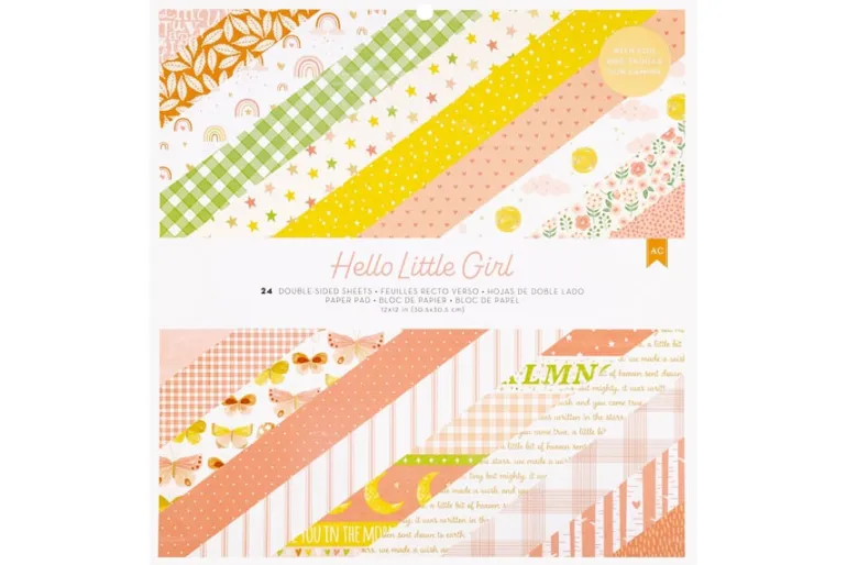 American Crafts Paper Pad – 12″X12″ – Hello Little Boy Gold Foil