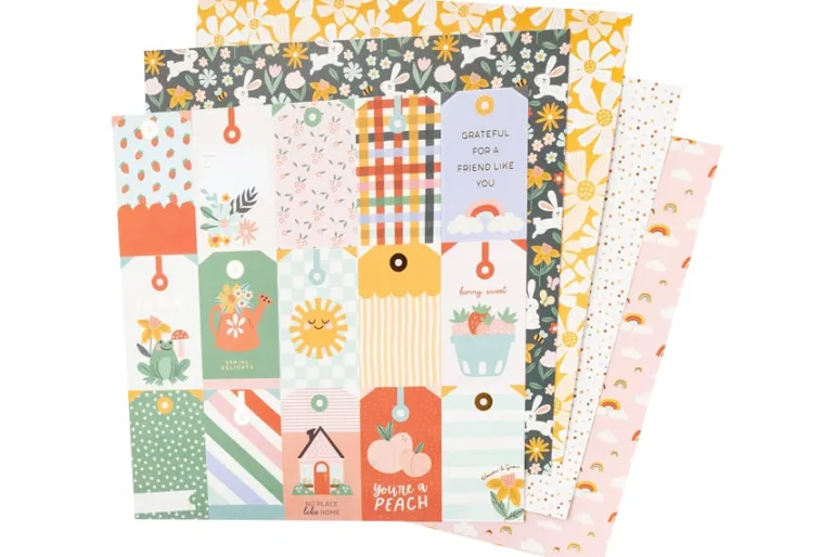 American Crafts Paper Pad – 12″X12″ – Hello Little Boy Gold Foil