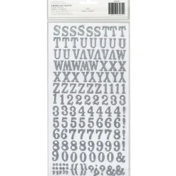 American Crafts Thickers Chipboard – Alpha Glitter Rockabye Silver