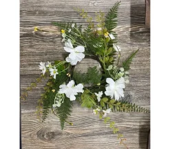 Anemone and Daisy Fern Candle Ring Wreath