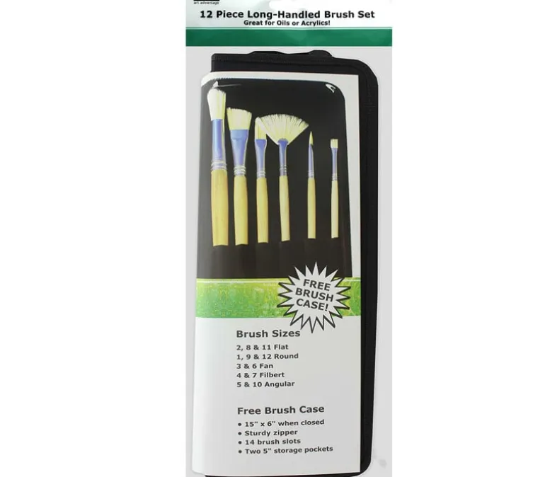 Art Advantage Brush Set – White Bristle – 12 Piece