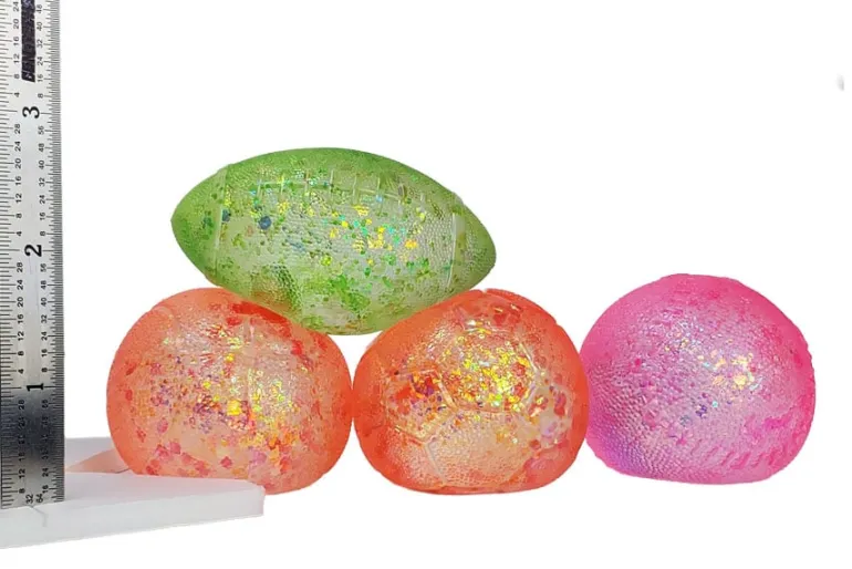 Assorted Glitter Sports Ball Sugar Squish Toy