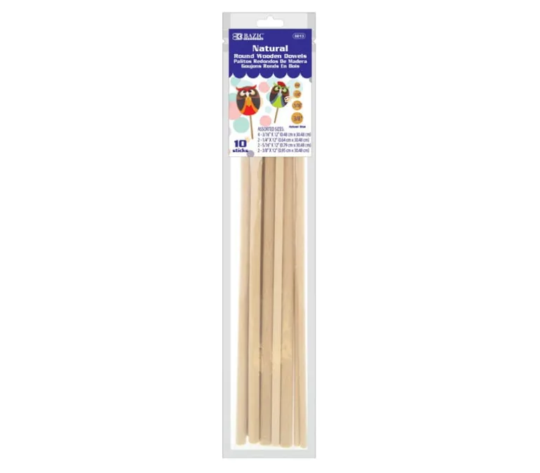 Bazic Wooden Dowel – Round – 10 Piece