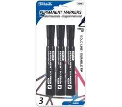 Bazic Marker – Black – Chisel Tip – 3 Piece