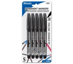 Bazic Permanent Marker – Black – Fine Tip – 5 Piece