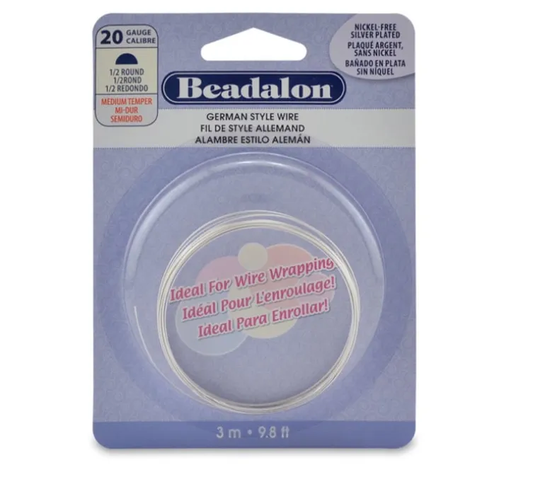 Beadalon German Style Wire – Half Round – 20 Gauge Silver