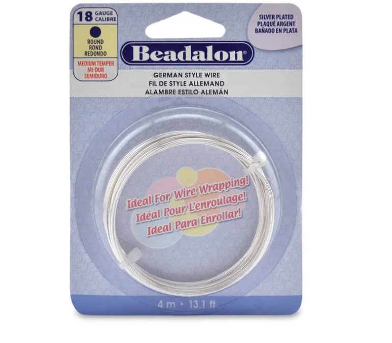 Beadalon German Style Wire – Round – 18 Gauge Silver