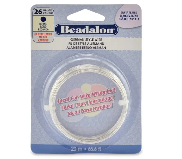 Beadalon German Style Wire – Round – 26 Gauge Silver