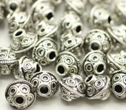 Bead – Bicone Circle Design – Antique Silver Plated