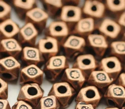 Bead – Hex With Design – Antique Copper Plated