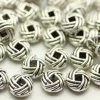 Bead – Round – Basketweave – Antique Silver Plated