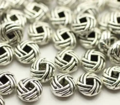 Bead – Round – Basketweave – Antique Silver Plated