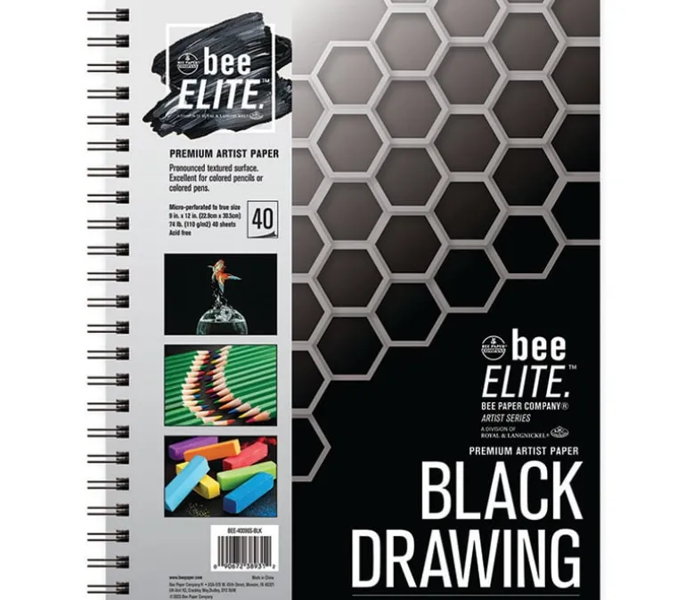 Bee Paper Bee Elite Black Paper Drawing Pad – 9×12