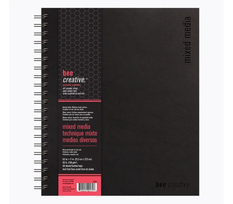 Bee Paper Mixed Media Hardbound 93# Paper Pad – 8.5-inch x 11-inch