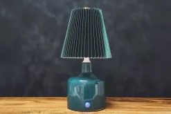 9″ Beige Pleated Lamp with Touch Control