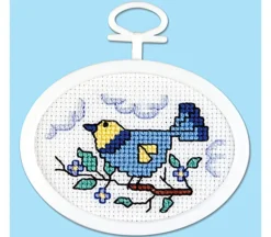 Bird on a Branch 2.25-inch x 2.75-inch Mini Cross Stitch Kit #1499