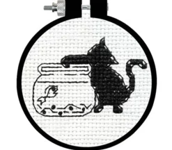 Black Cat Cross Stitch Kit with 3-inch Hoop #20061