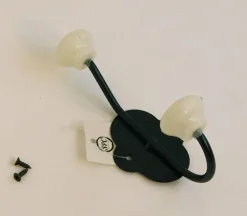 Black Double Hook With White Knobs