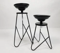 Black Metal Candle Pillar Candle Holder – 12-inch