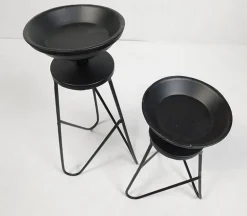 Black Metal Candle Pillar Candle Holder – 12-inch