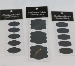 Black Rounded Rectangle Chalkboard Labels – 15 Labels