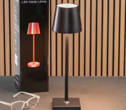 Black Tall Metal Touch Lamp