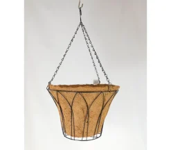 Black Trellis Hanging Basket with Coco Liner – 11.5-Inch