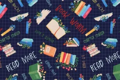 Bookworm Book Toss on Dark Blue