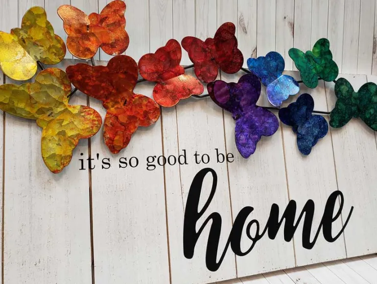 Brushed Metal Butterflies – 11-Piece Wall Art