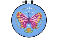 Butterfly Stamped Embroidery Kit with 6-inch Hoop