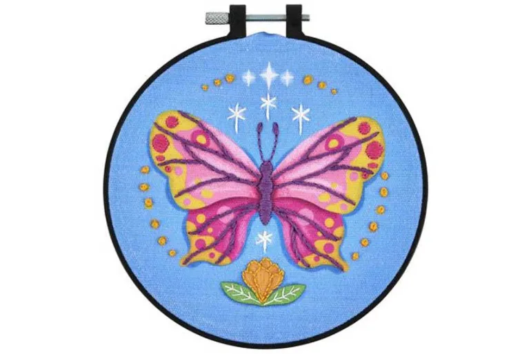 Butterfly Stamped Embroidery Kit with 6-inch Hoop