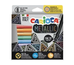 Carioca Metallic Fine Felt Tip Marker Set – 8 Piece