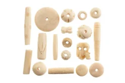 Carved Bone Bead Mix, Black, 250g