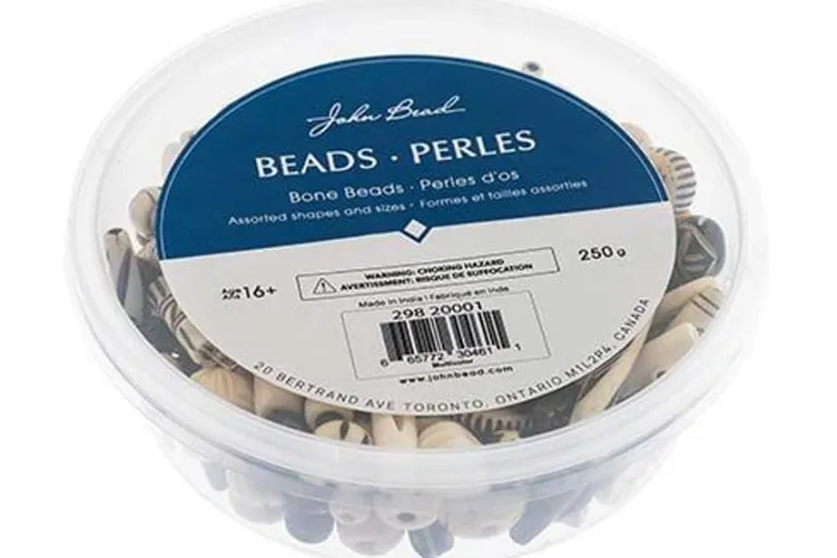 Carved Bone Bead Mix, Multicolor, 250g
