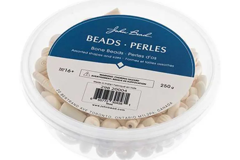 Carved Bone Bead Mix, Multicolor, 250g