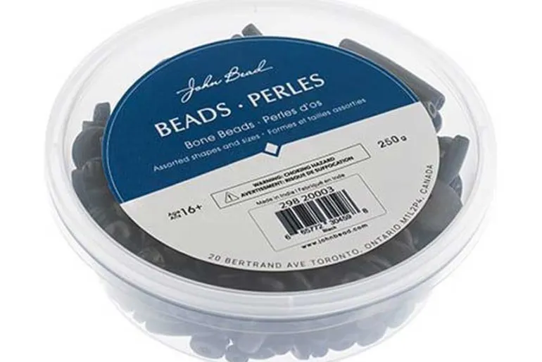 Carved Bone Bead Mix, White, 250g