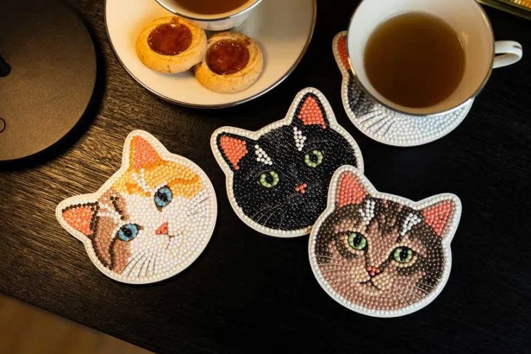 Cats Coasters Diamond Painting Kit 4pc