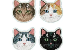 Cats Coasters Diamond Painting Kit 4pc