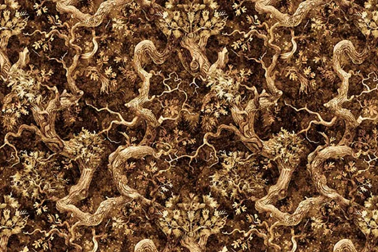 Cedar & Sage Animal Patches Panel in Oat 36-inches by 44-inches