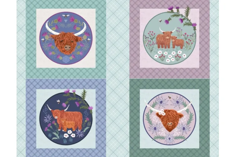 Celtic Summer Florals on Blue