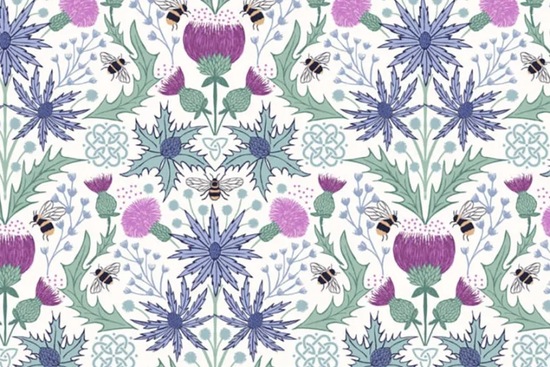 Celtic Summer Florals on Blue